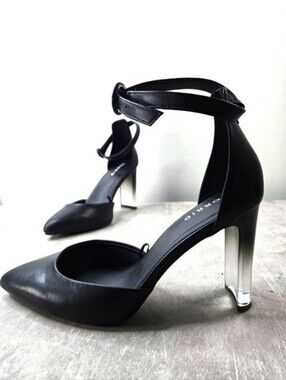 Nwt Torrid Lucite Closed Toe black Heels Size 7WW Coquette Vegan Strappy